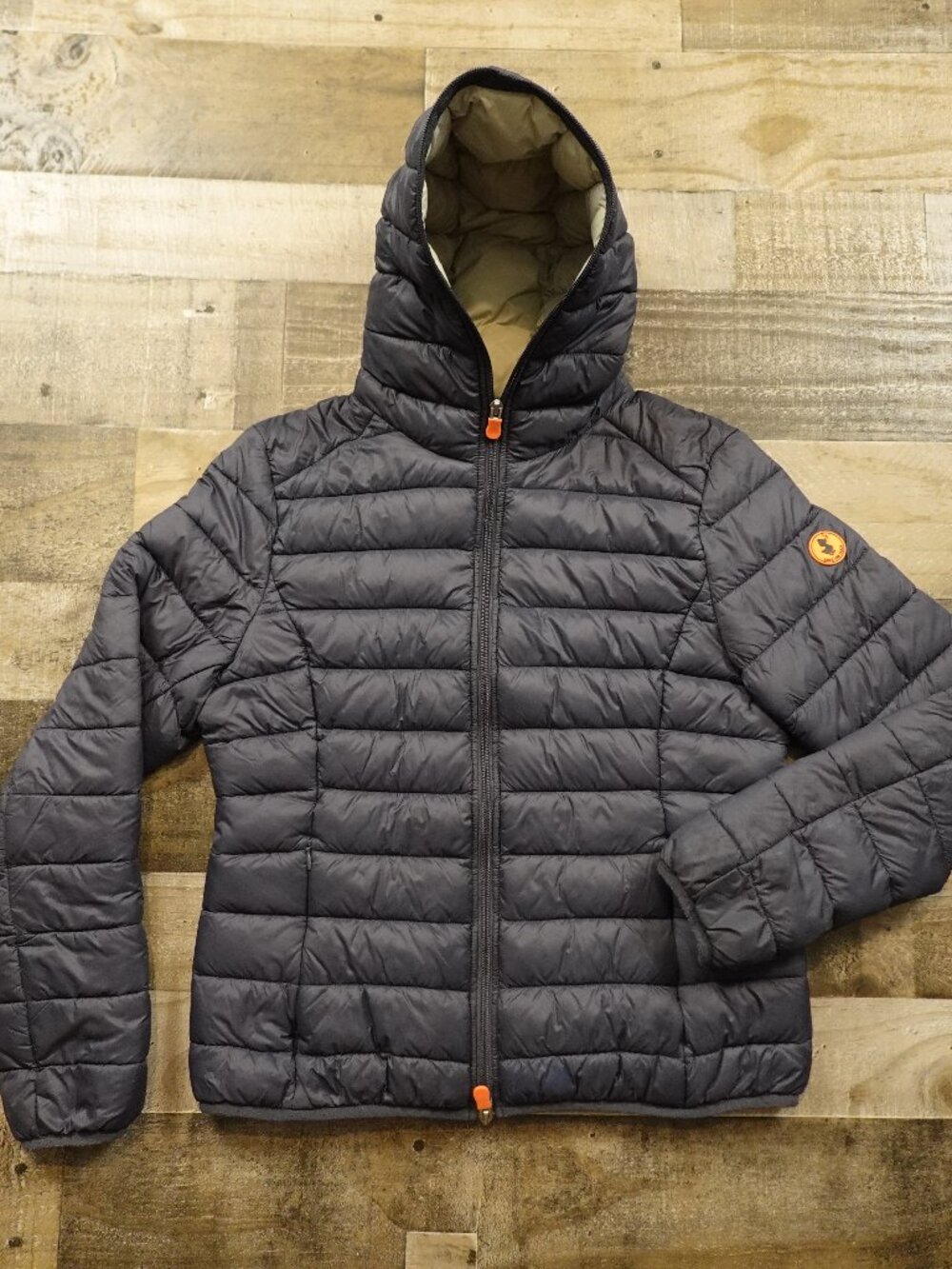 Save The Duck Puffer Jacket Women’s Large 3 Navy Hooded Plumtech Lightweight